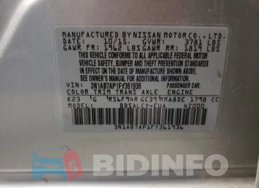 3N1AB7AP1FY361936 Photo# 12