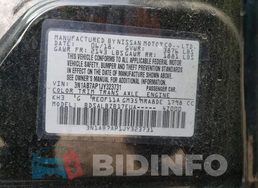 3N1AB7AP1JY323731 Photo# 12