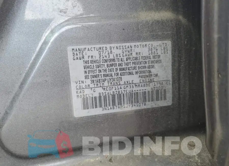3N1AB7AP1JY341078 Photo# 12