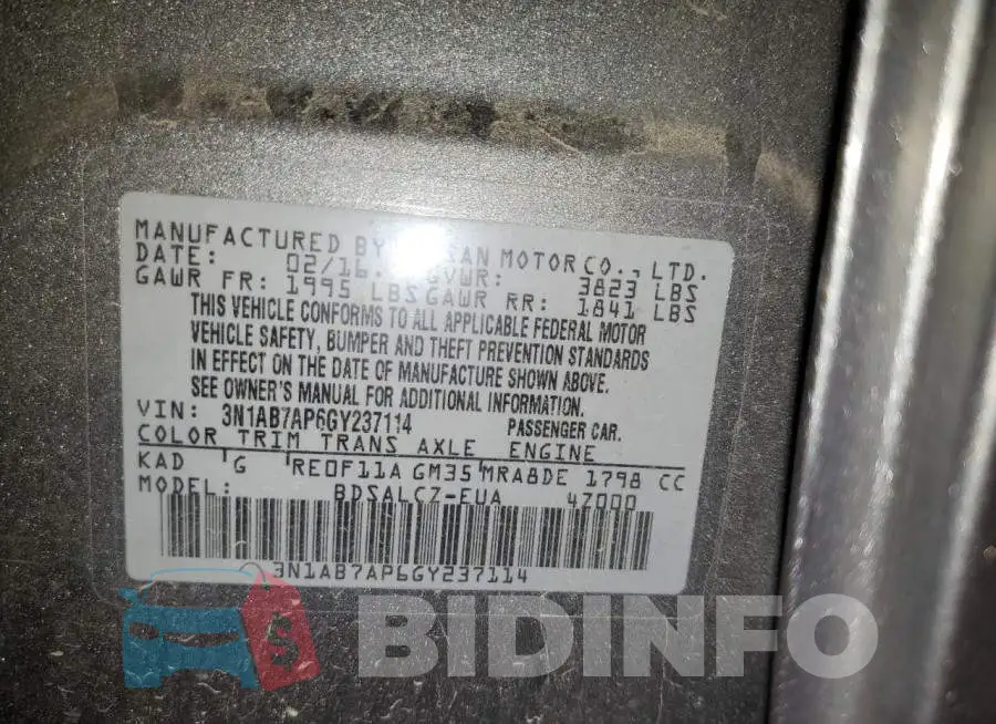 3N1AB7AP6GY237114 Photo# 12