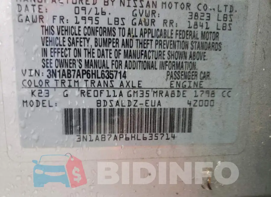 3N1AB7AP6HL635714 Photo# 12