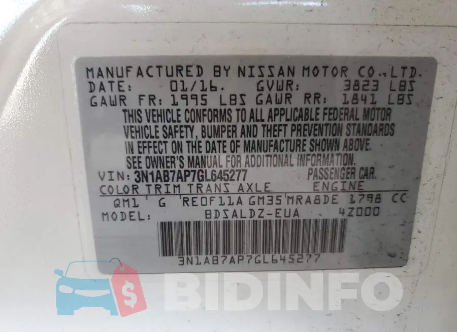 3N1AB7AP7GL645277 Photo# 13