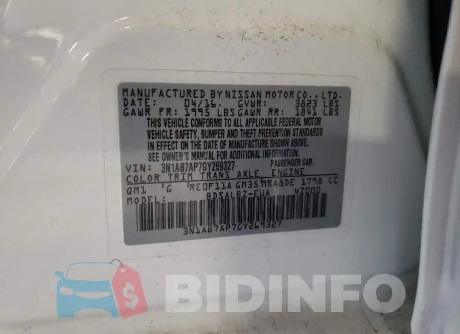 3N1AB7AP7GY269327 Photo# 13