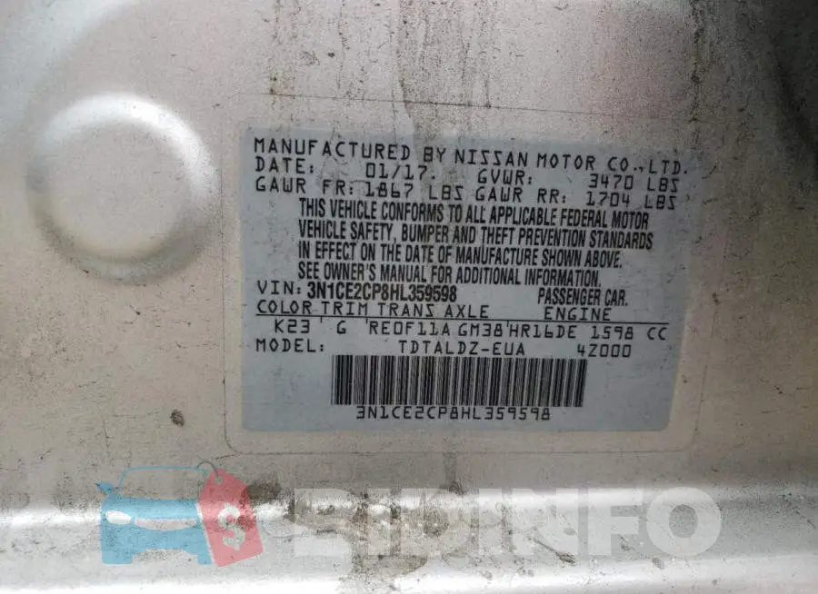 3N1CE2CP8HL359598 Photo# 12