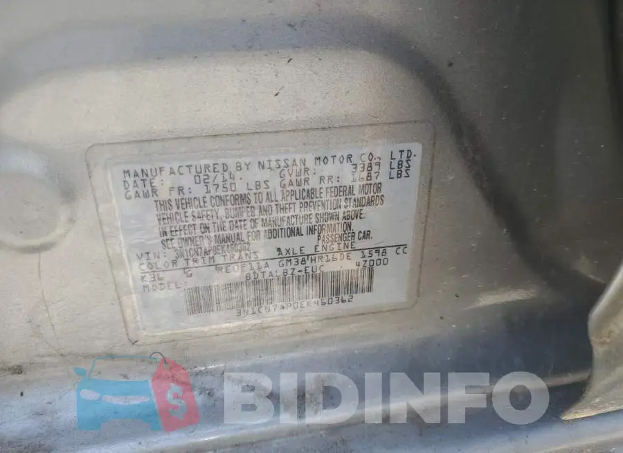 3N1CN7AP0EK460362 Photo# 12