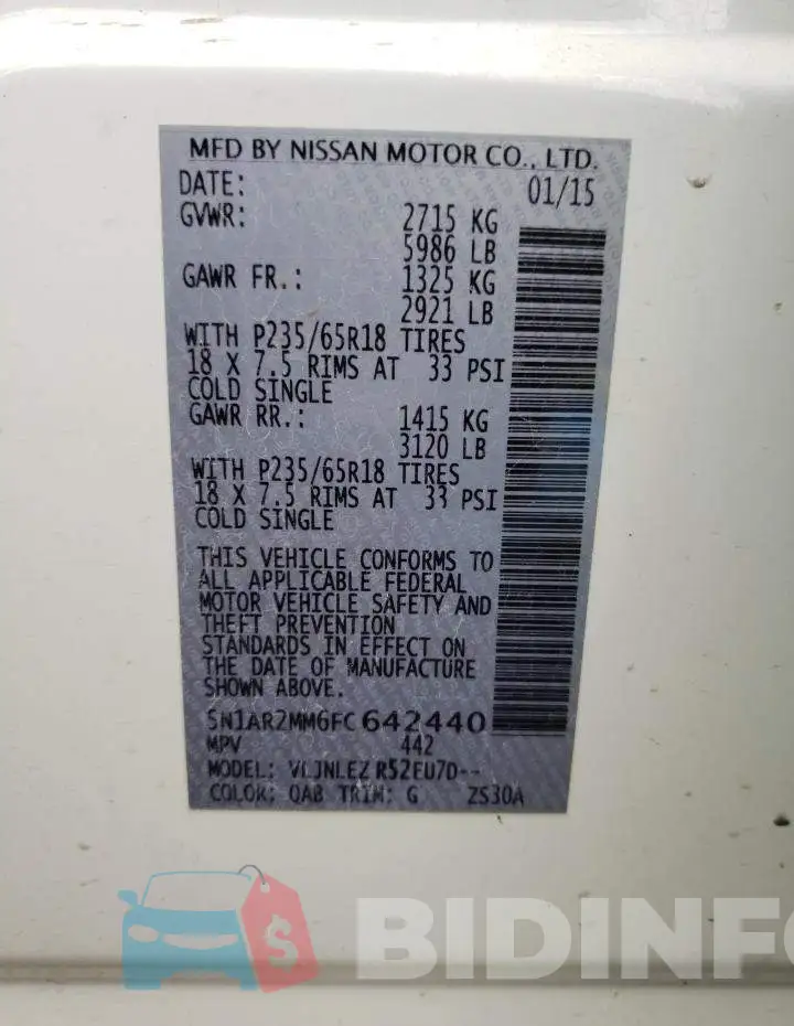 5N1AR2MM6FC642440 Photo# 13
