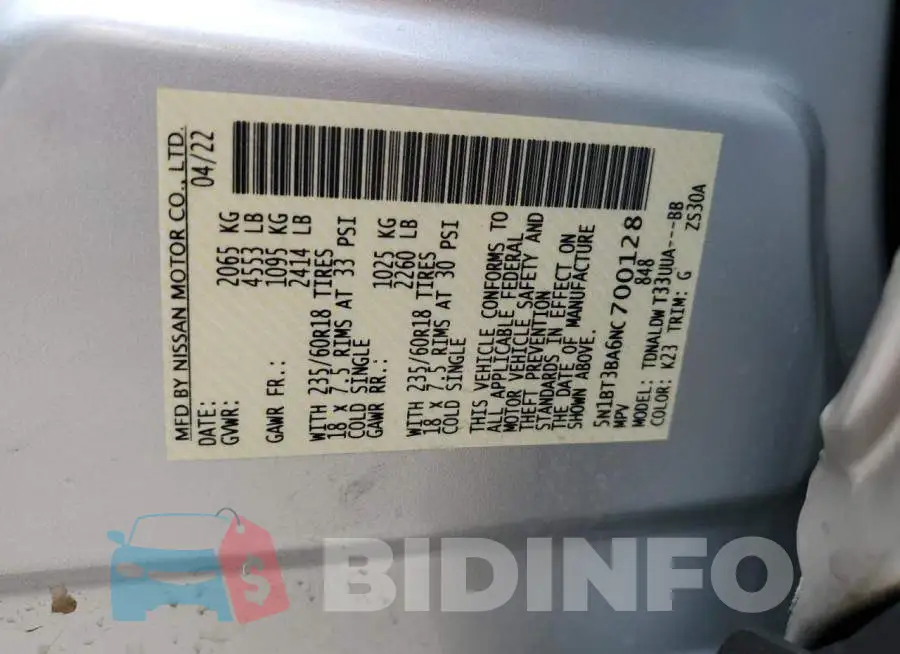 5N1BT3BA6NC700128 Photo# 13
