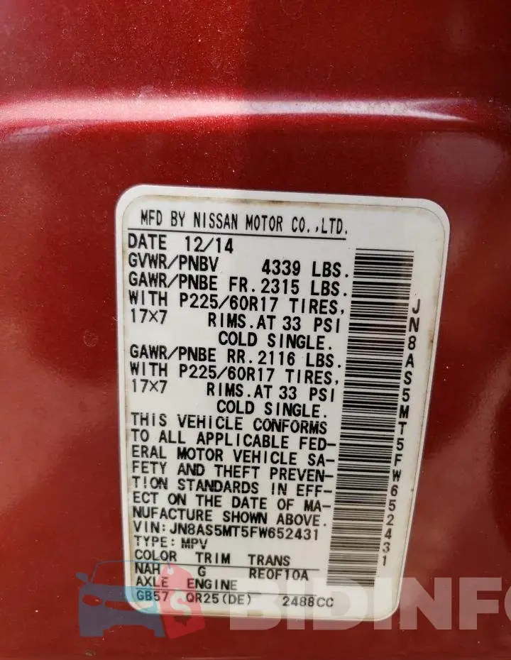 JN8AS5MT5FW652431 Photo# 12
