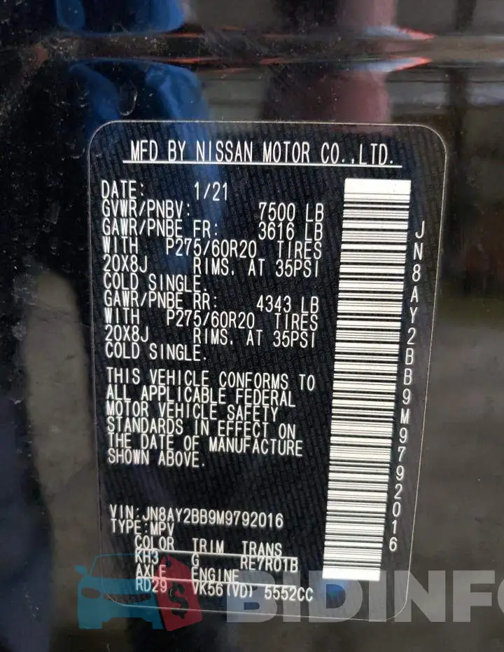 JN8AY2BB9M9792016 Photo# 13