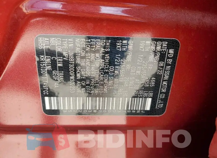 JN8BT3DD0PW302253 Photo# 13