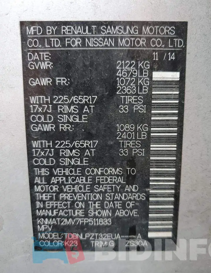 KNMAT2MV7FP511833 Photo# 13