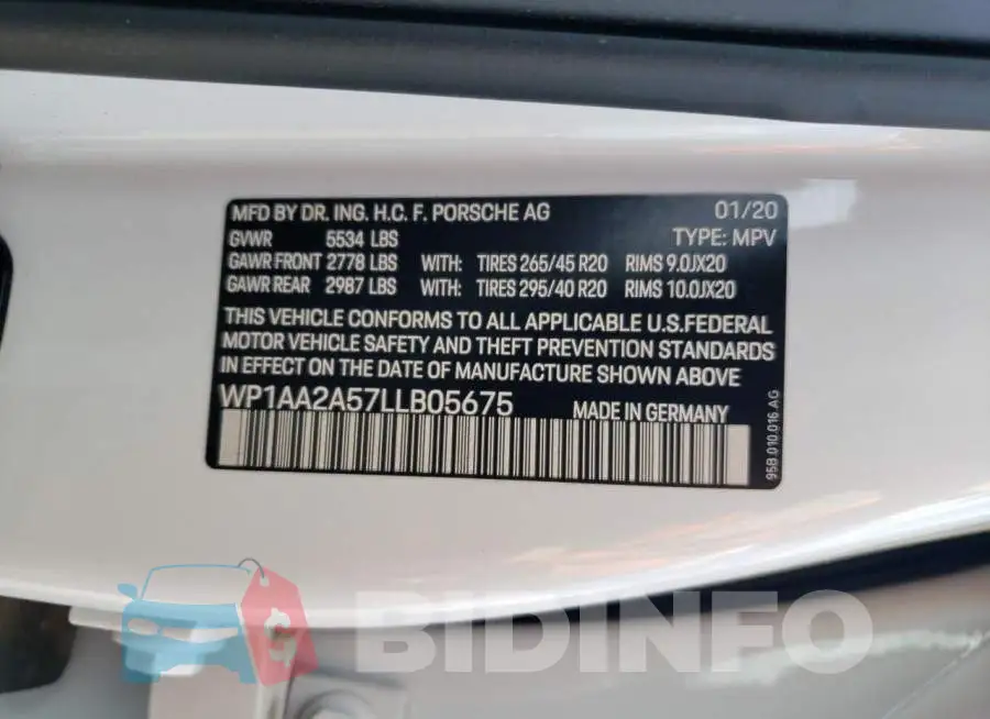 WP1AA2A57LLB05675 Photo# 12
