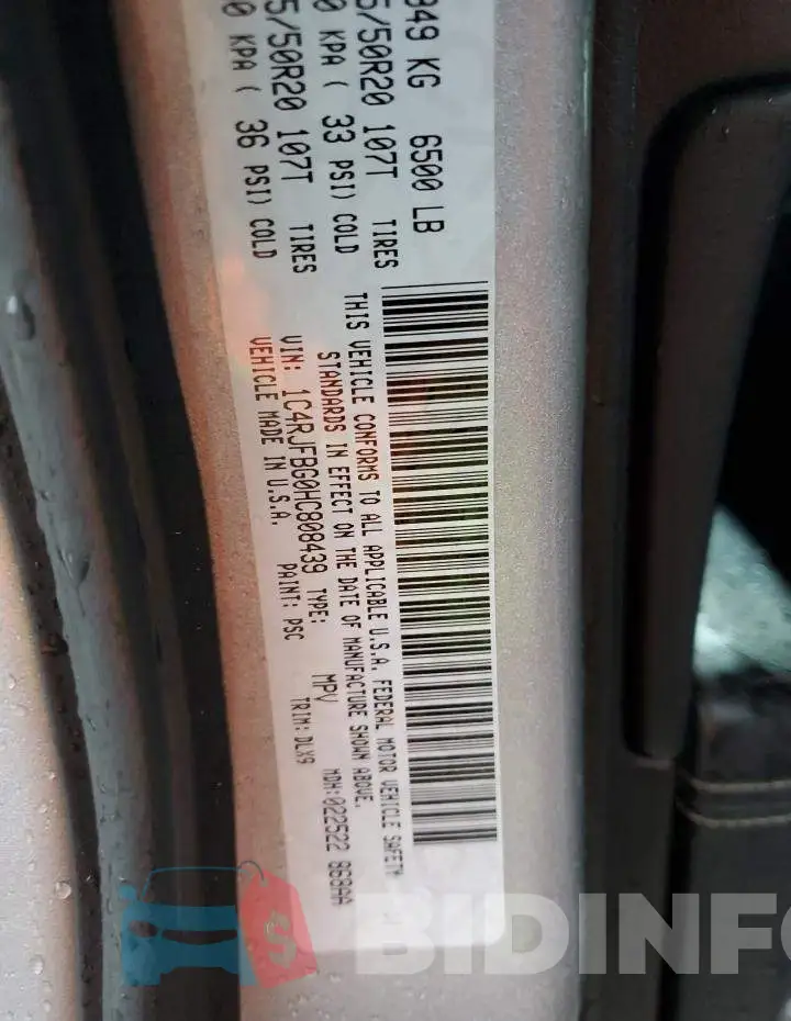 1C4RJFBG0HC808439 Photo# 13