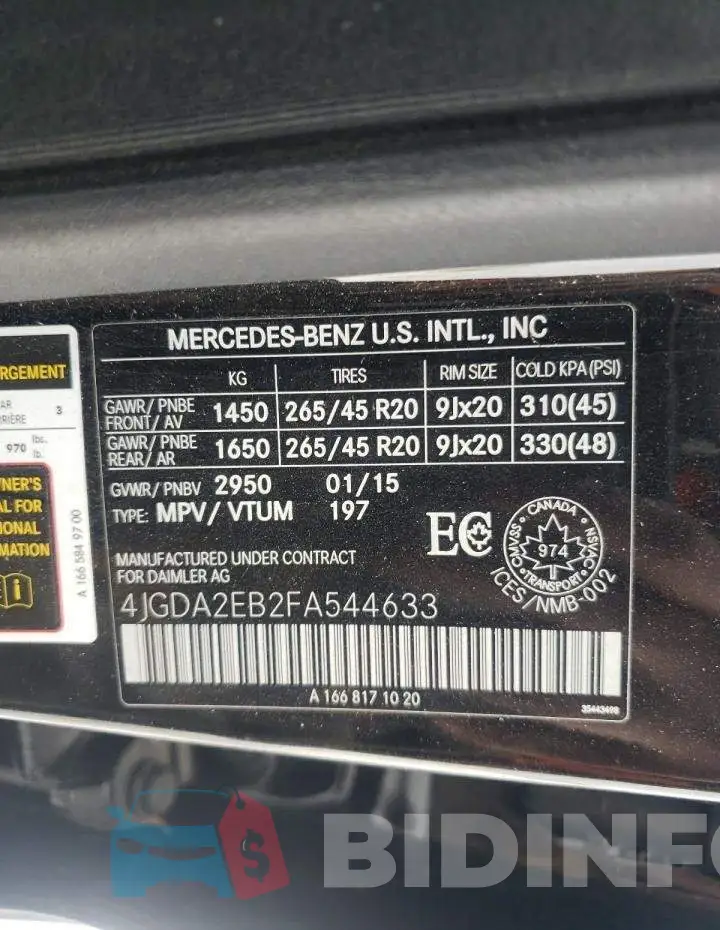 4JGDA2EB2FA544633 Photo# 13