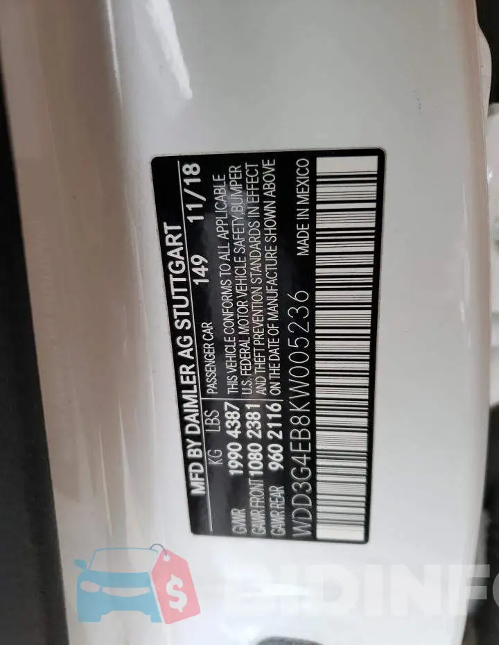 WDD3G4EB8KW005236 Photo# 13
