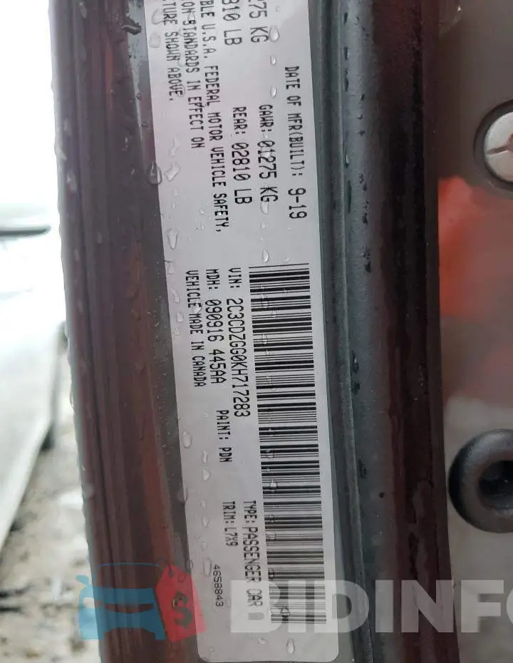 2C3CDZGG0KH717283 Photo# 12