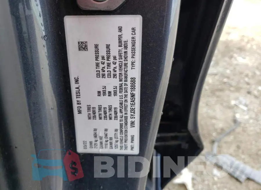 5YJ3E1EA5NF188688 Photo# 12