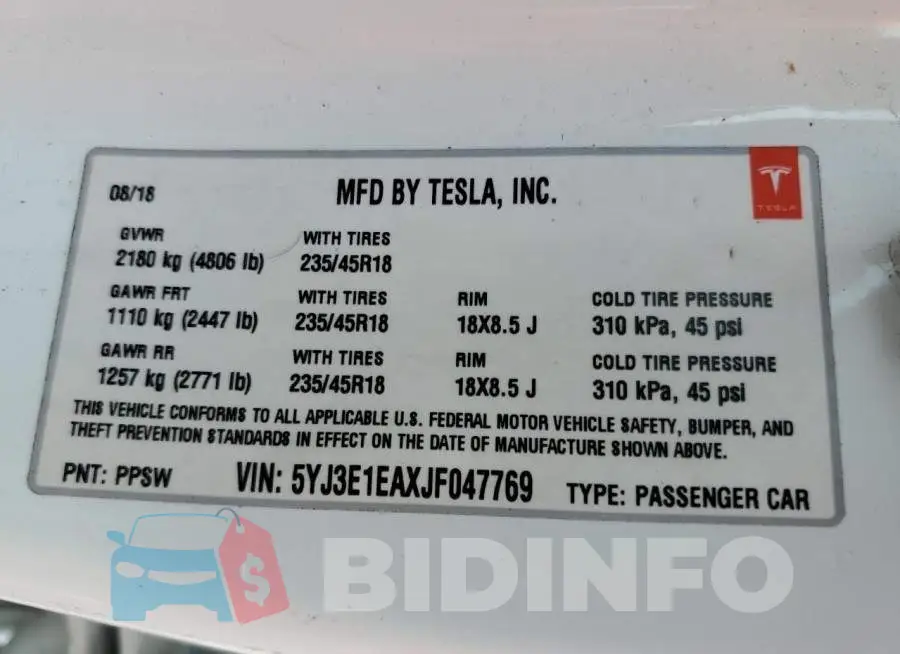 5YJ3E1EAXJF047769 Photo# 12