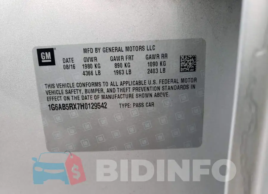 1G6AB5RX7H0129542 Photo# 12