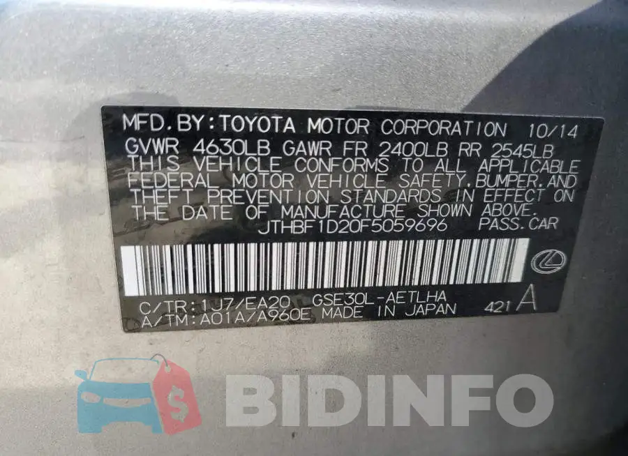 JTHBF1D20F5059696 Photo# 12