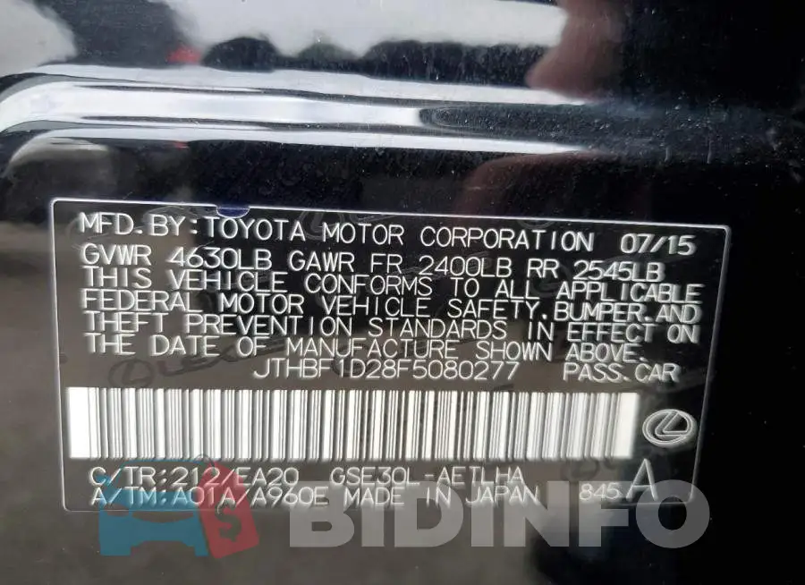 JTHBF1D28F5080277 Photo# 12