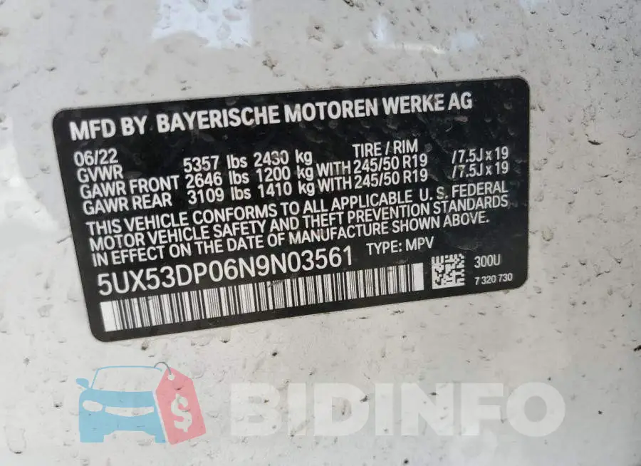 5UX53DP06N9N03561 Photo# 13
