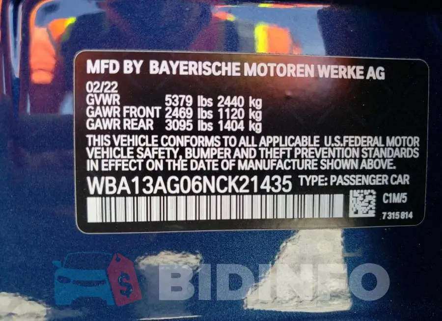 WBA13AG06NCK21435 Photo# 12