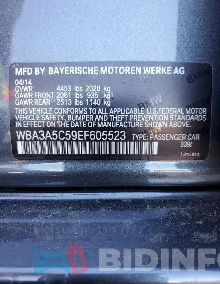 WBA3A5C59EF605523 Photo# 12