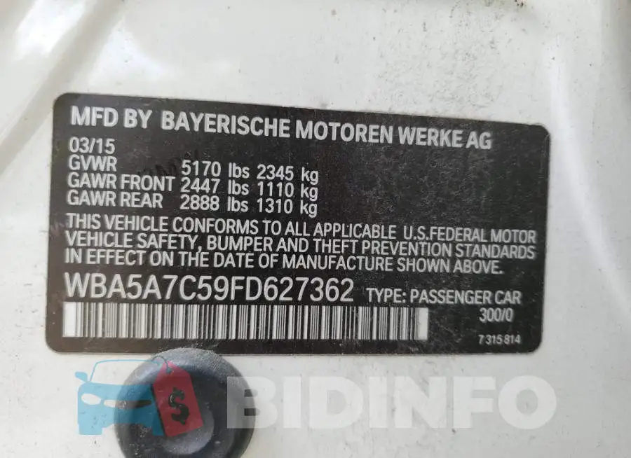 WBA5A7C59FD627362 Photo# 12