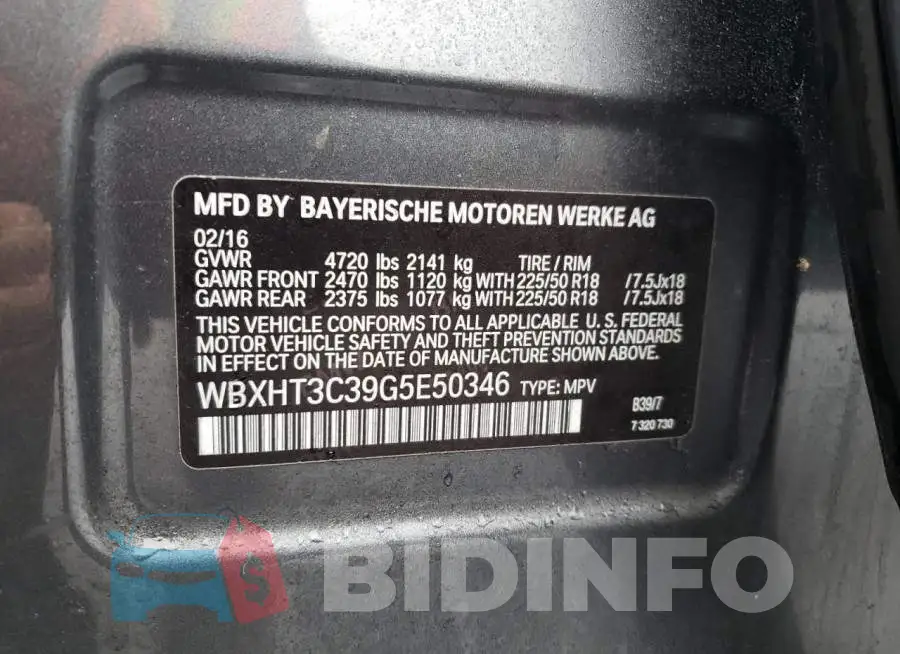 WBXHT3C39G5E50346 Photo# 13