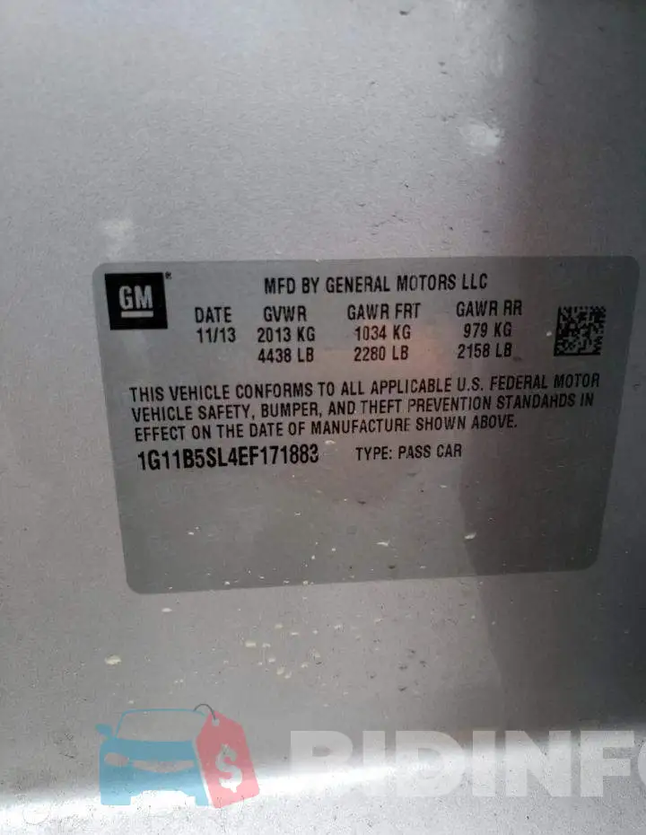1G11B5SL4EF171883 Photo# 12