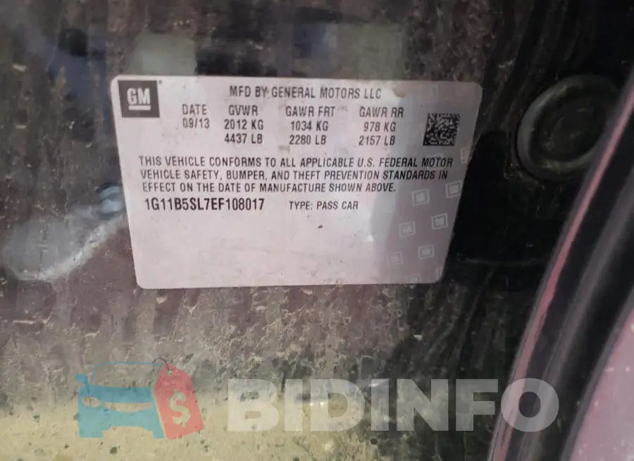 1G11B5SL7EF108017 Photo# 12