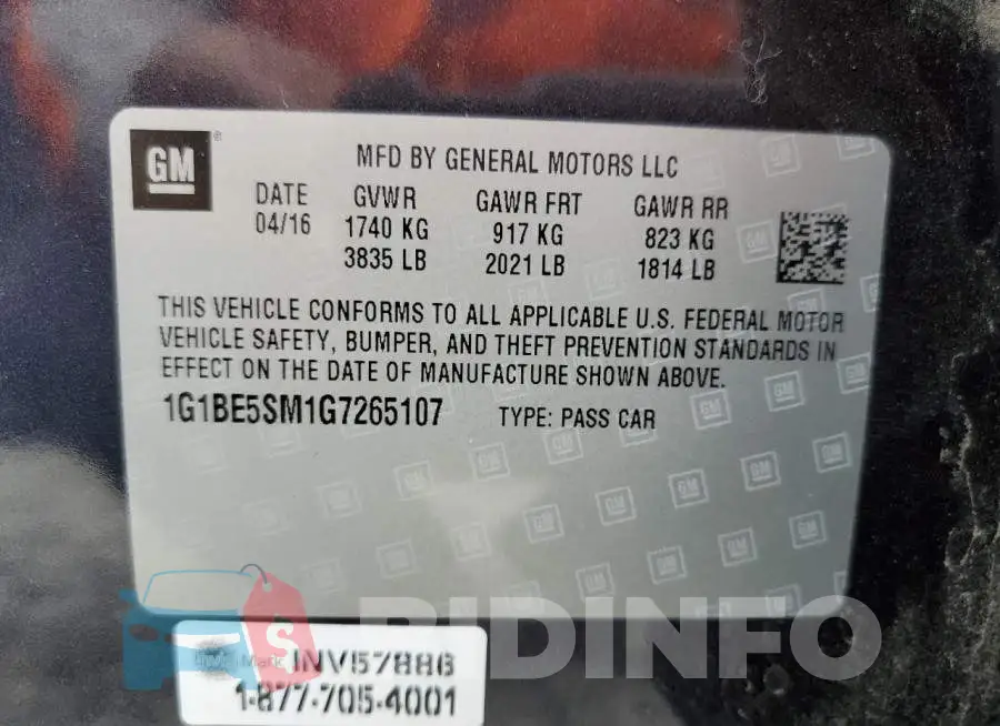 1G1BE5SM1G7265107 Photo# 13