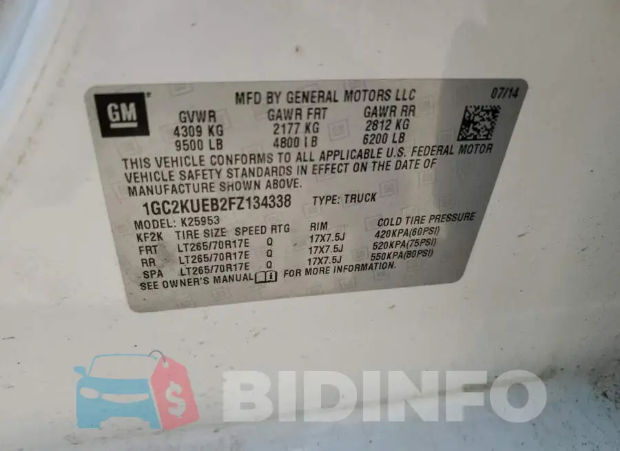 1GC2KUEB2FZ134338 Photo# 12