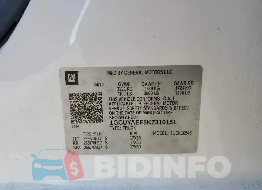 1GCUYAEF8KZ310151 Photo# 12