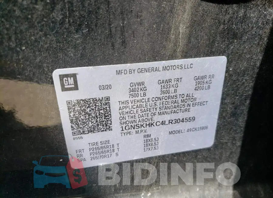1GNSKHKC4LR304559 Photo# 13