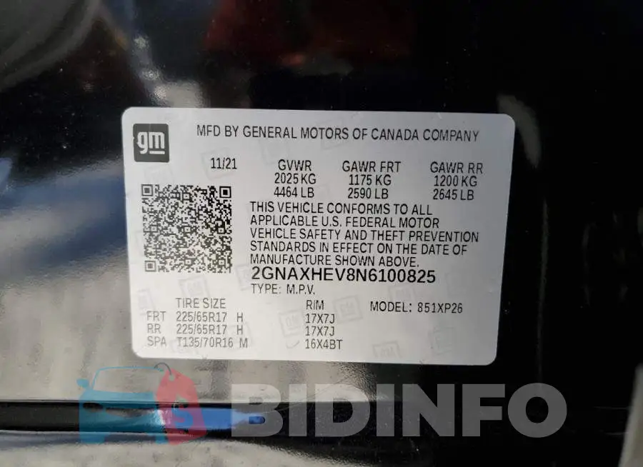 2GNAXHEV8N6100825 Photo# 12