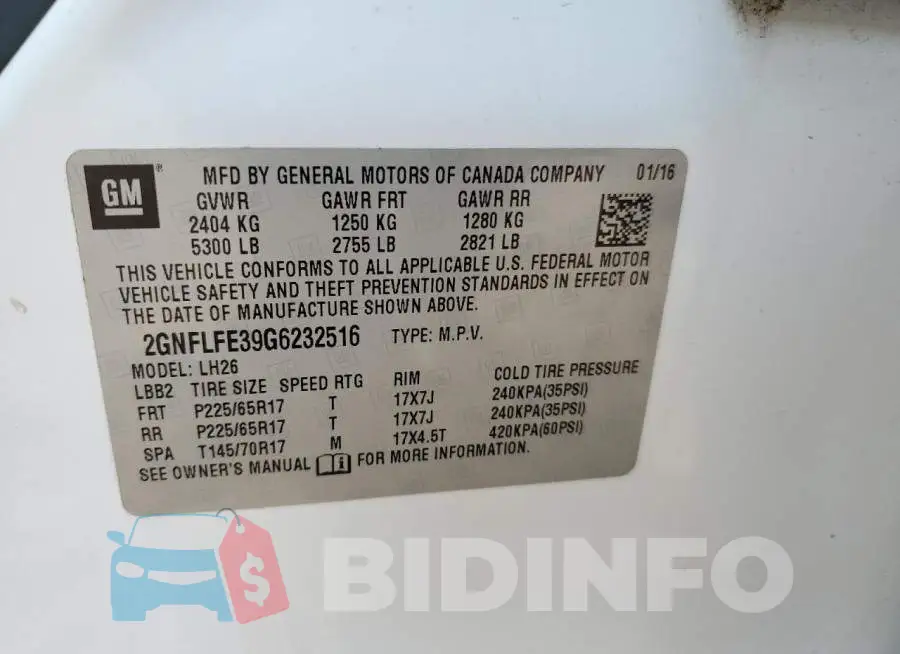 2GNFLFE39G6232516 Photo# 13