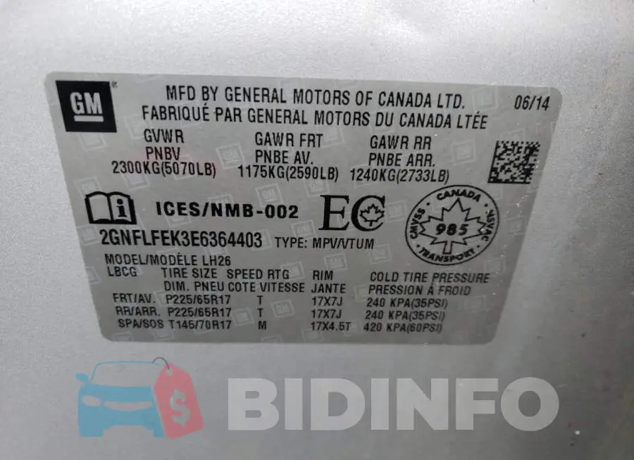2GNFLFEK3E6364403 Photo# 13