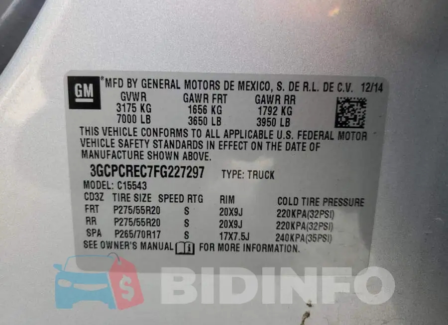 3GCPCREC7FG227297 Photo# 12