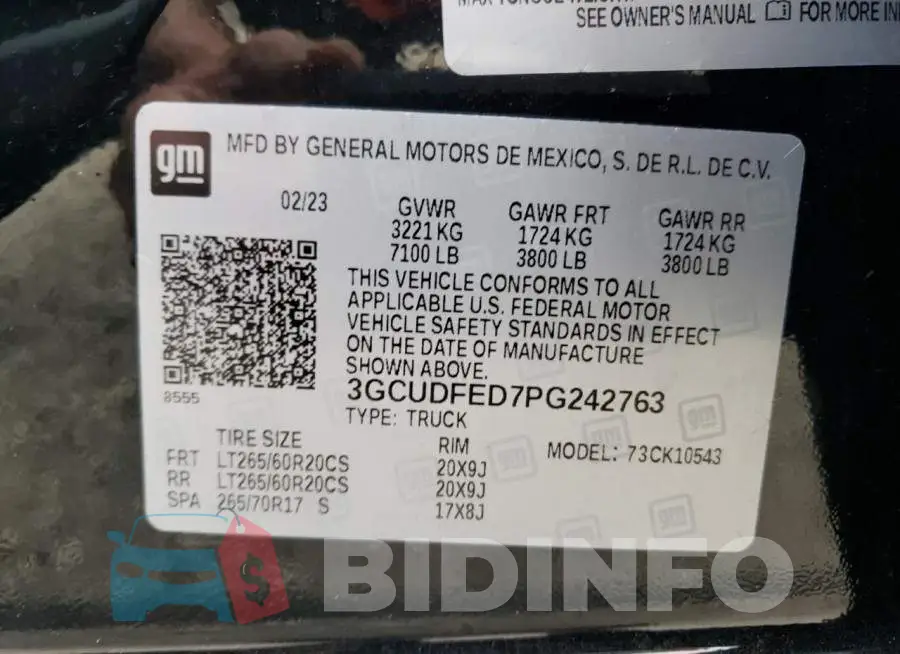 3GCUDFED7PG242763 Photo# 13