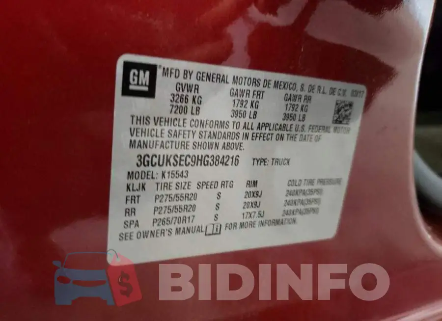 3GCUKSEC9HG384216 Photo# 12