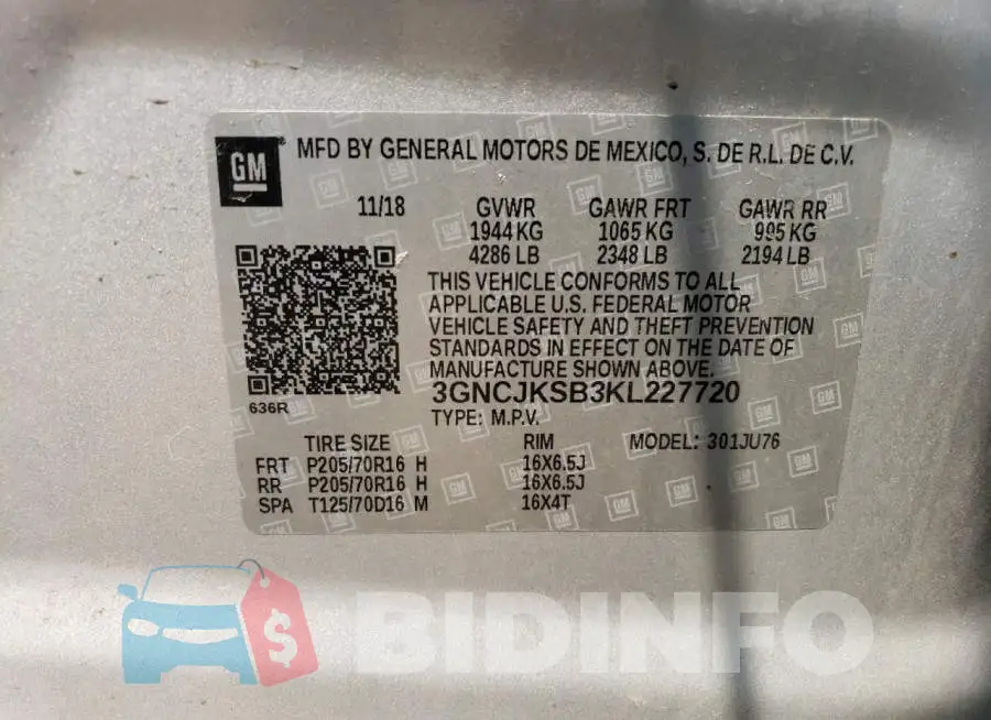 3GNCJKSB3KL227720 Photo# 13