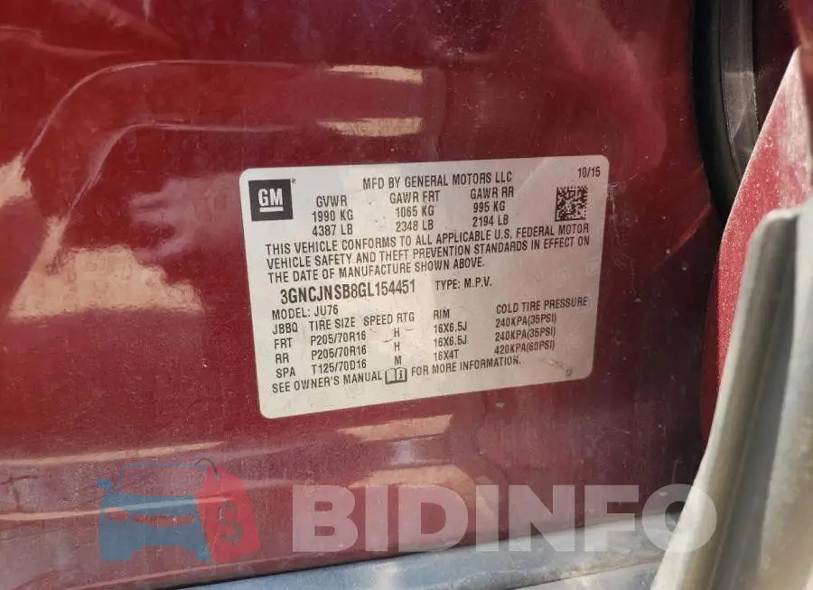 3GNCJNSB8GL154451 Photo# 13