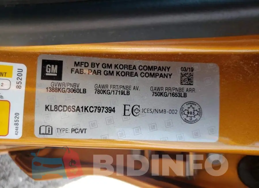 KL8CD6SA1KC797394 Photo# 13
