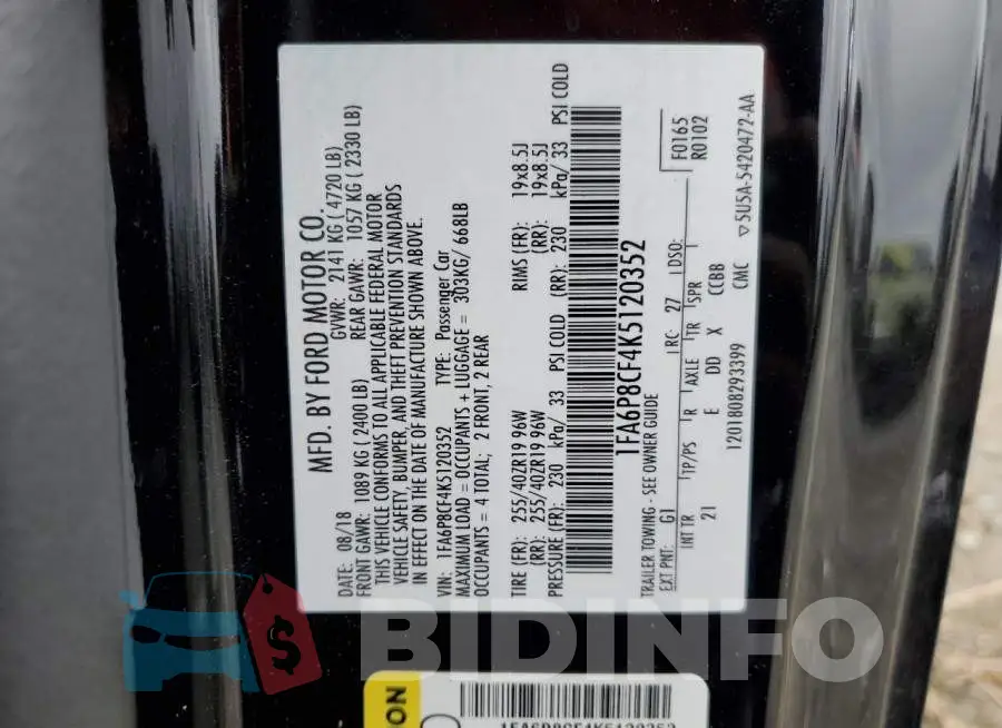 1FA6P8CF4K5120352 Photo# 12