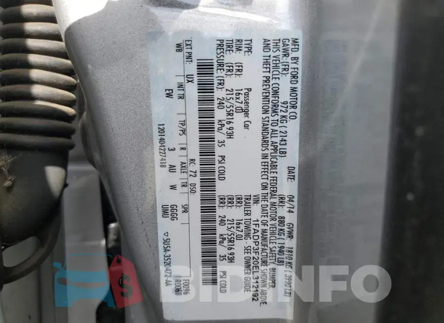 1FADP3F20EL312192 Photo# 12