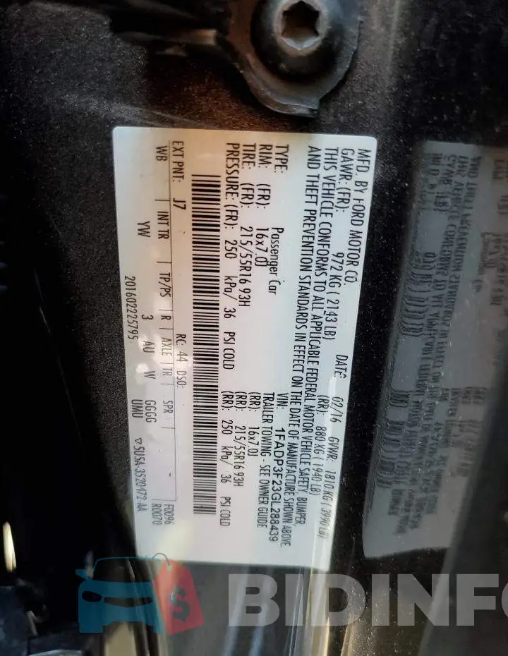 1FADP3F23GL288439 Photo# 12