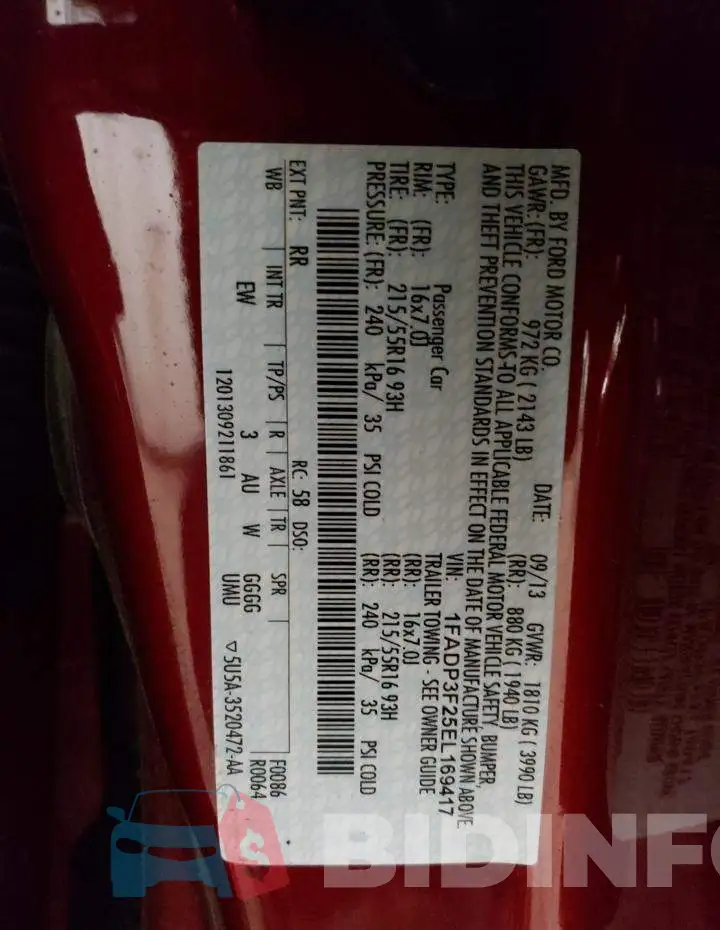 1FADP3F25EL169417 Photo# 12