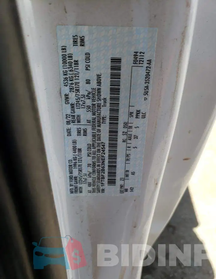 1FTBF2B63NEF24547 Photo# 12